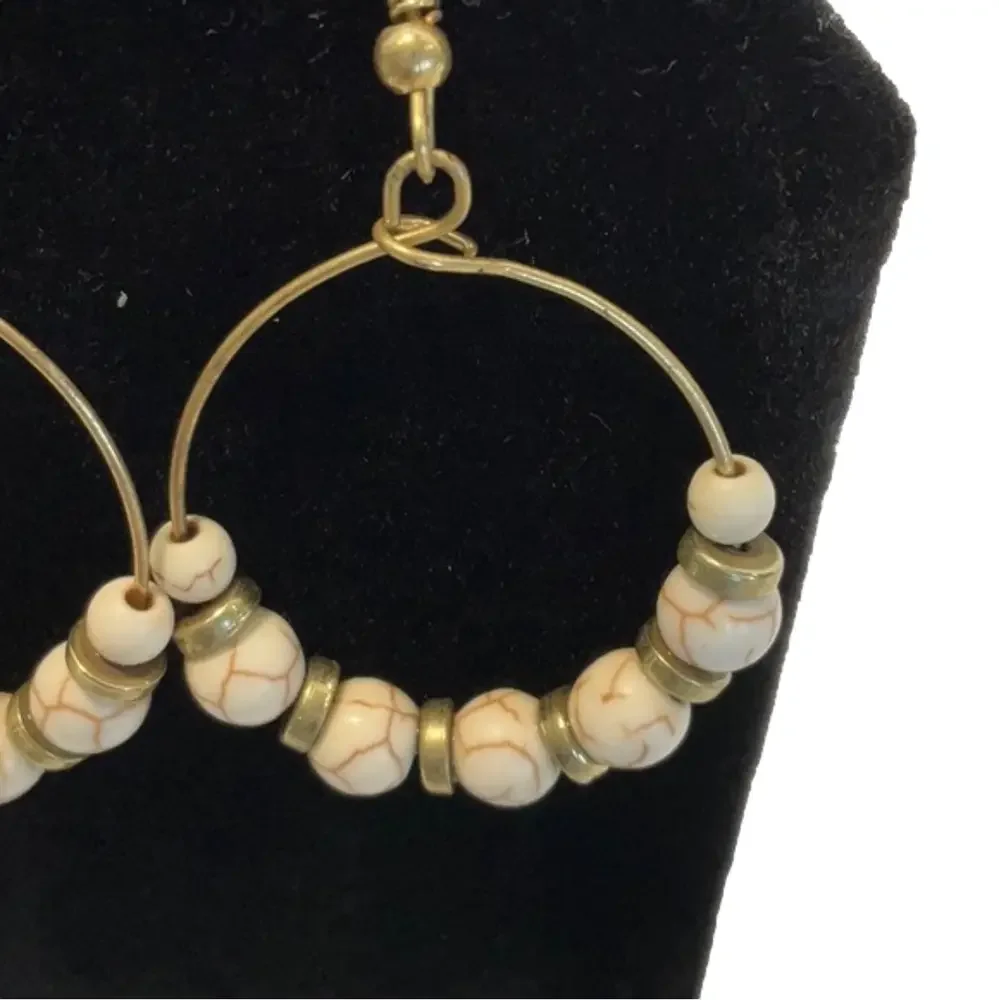 Earrings Goldtone Circles with Beads and Bangles